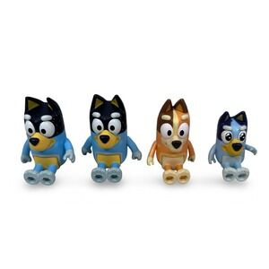 Bluey Heeler Family 4 Pack Figure Set Moose Toys Bandit Chilli Bingo Bluey 3"